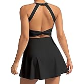 Cut Out Easy Pee Twisted Activewear Tennis Dress for Women - with Built in Shorts and Pockets