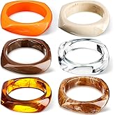 Landical Colorful Square Acrylic Resin Bangle Bracelet Wide Geometric Irregular Wristbands Women