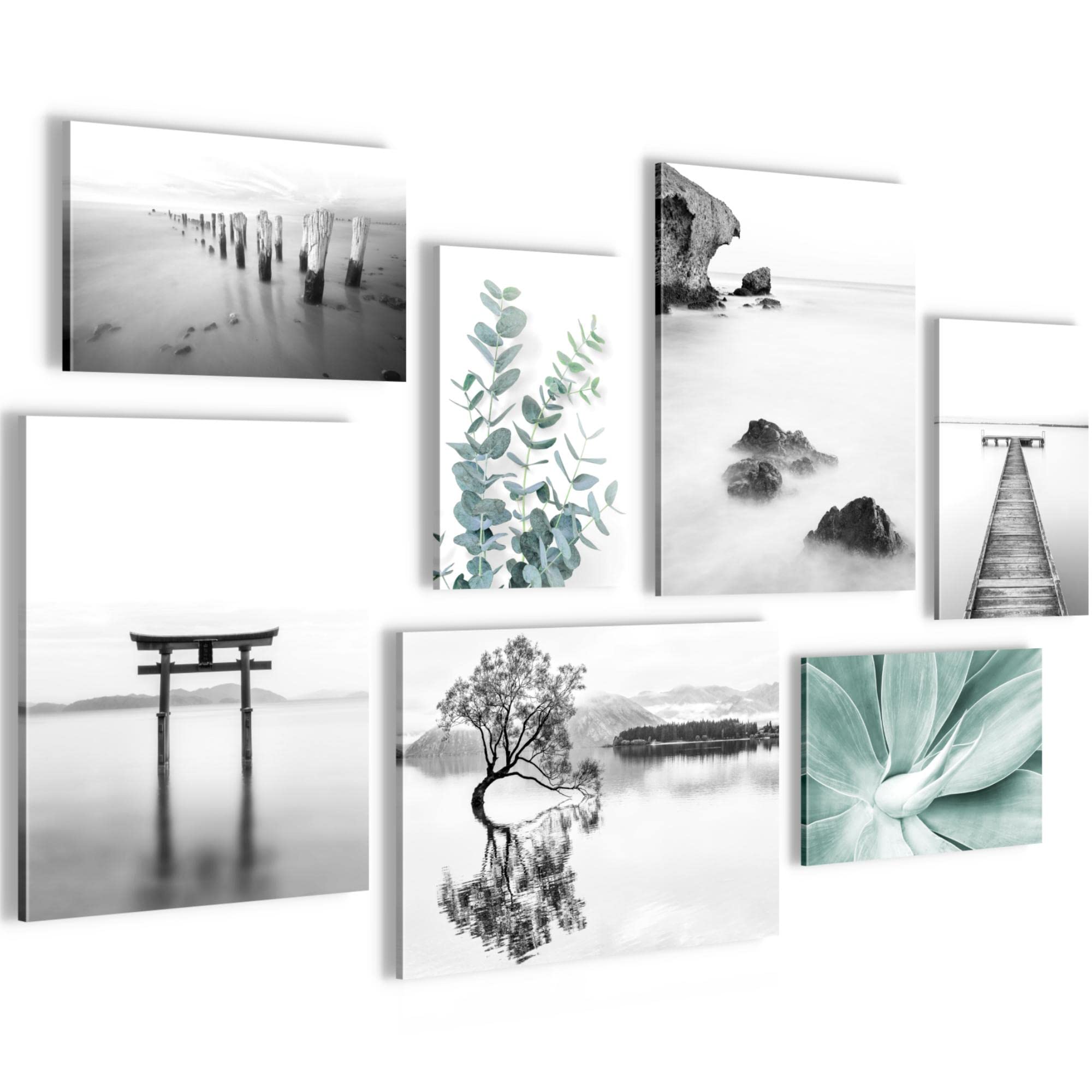 Set of Canvas - Completely Ready to Hang - Pictures for Wall - Asia Zen See - 7 Pieces - Living Room Bedroom N004471a
