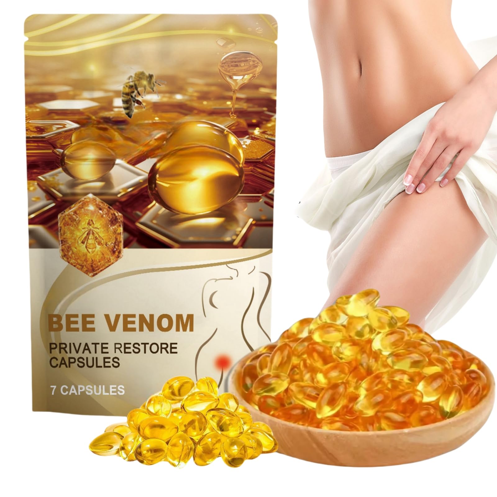 Repair Vagi-nal Capsules,Bee Venom Ginger Oil Capsules,Repair Capsules,Vagi-nal Repair Capsule,Capsules for Women,Bee Venom Tighten Capsule,Slimming and Firming Vagi-na-Tightening Products,7 Capsules