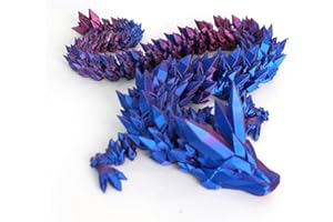 Flavery 3D Printed Dragon - 24 inch Dragon Fidget Toy, Large Pearly Sheen Articulated Dragon, 3D Printed Gift for Birthday, Figurine Decor(Purple)