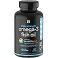 Omega-3 Fish Oil from Wild Alaska Pollock (1250mg per Capsule) with Triglyceride EPA & DHA | Heart, Brain & Joint Support | I