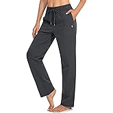 SANTINY Women's Cotton Sweatpants Yoga Lounge Casual Pants Open Bottom Sweat Pants for Women with Pockets
