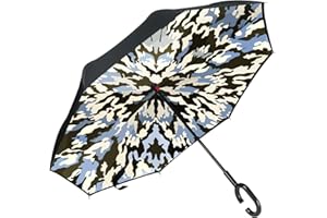 owen kyne Windproof Double Layer Folding Inverted Umbrella, Self Stand Upside-down Rain Protection Car Reverse Umbrellas with C-shaped Handle