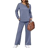 XIEERDUO Women's 2 Piece Lounge Sets Side Slit Outfits Wide Leg Tracksuit Comfy Loungewear Fashion Sweatsuit S-3XL