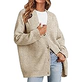 MEROKEETY Women's Cardigan Sweaters 2026 Fall Open Front Oversized Button V Neck Loose Soft Knit Outwear