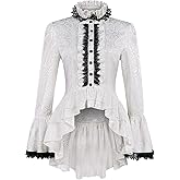 Women's Medieval Victorian Shirt Stand Collar Flare Sleeve Gothic Steampunk Court Shirt Top