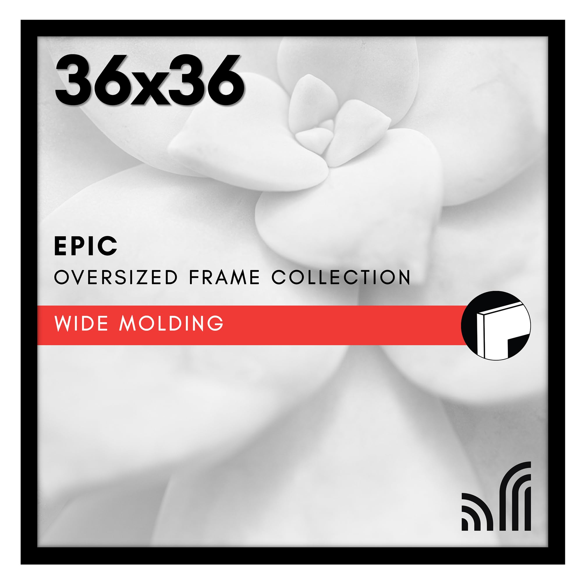 Photo 1 of **MINOR CRACK** Americanflat 36x36 Picture Frame with Polished Plexiglass - Epic Collection - Square Picture Frame with Engineered Wood - Wide Photo Frames for Wall display - Black