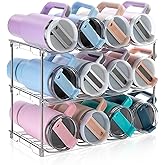 Larger Water Bottle Organizer for Stanley 40 oz Tumbler, Stackable Water Bottle Holder Rack for Cabinet, Kitchen Storage Organizer for for Stanley Cup Accessories, Tumbler Storage Holder, 3 Pack
