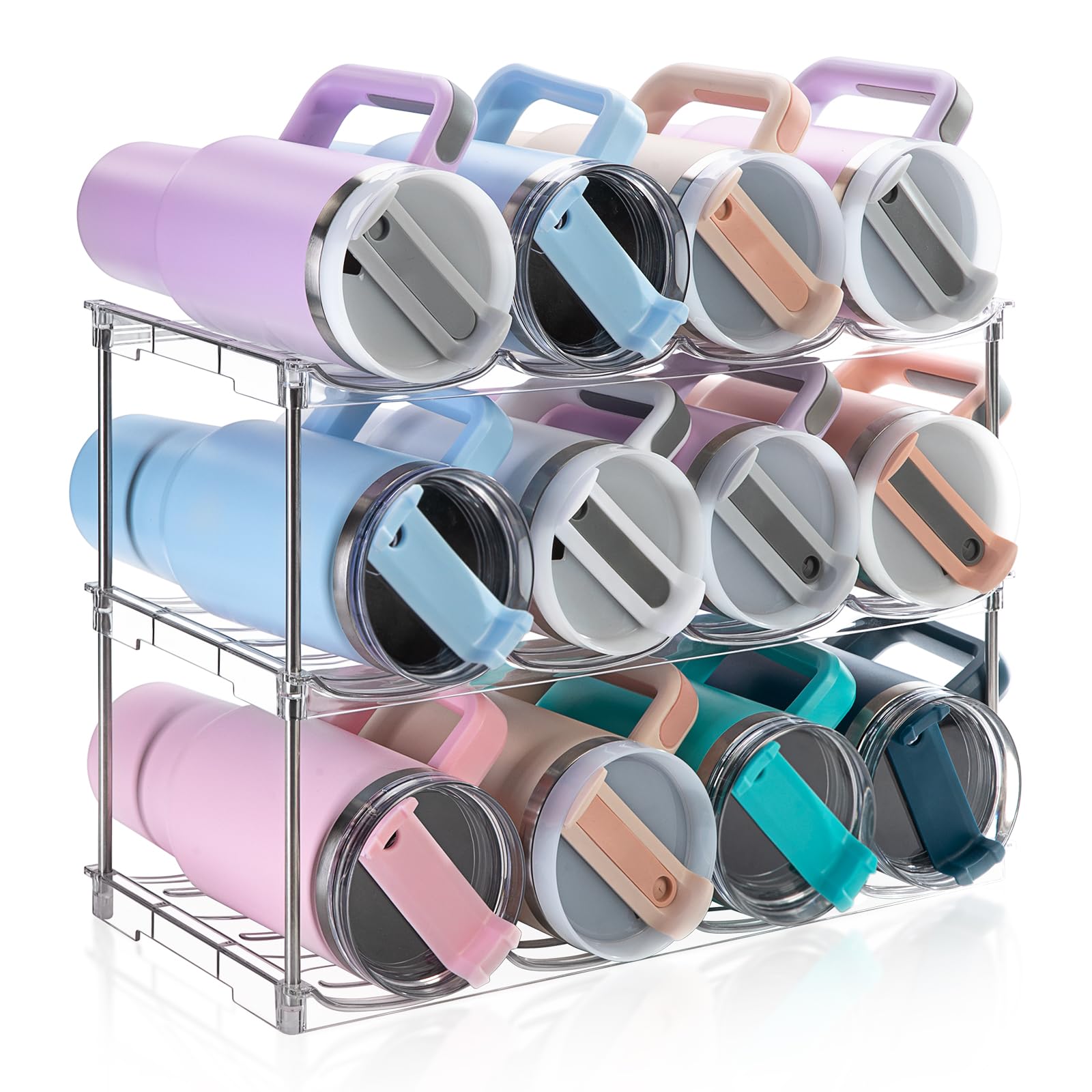 Photo 1 of Larger Water Bottle Organizer for Stanley 40 oz Tumbler, Stackable Water Bottle Holder Rack for Cabinet, Kitchen Storage Organizer for for Stanley Cup Accessories, Tumbler Storage Holder, 3 Pack