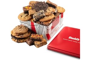 DAVID'S COOKIES David’s Cookies Gourmet Assorted Cookies and Brownies Gift Basket - 12 x 1.5oz fresh baked cookies and 10 x 2oz individually wrapped brownies - Great for Sharing, Ideal Gift for All Special Occasions