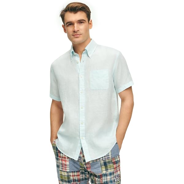 Amazon.com: Brooks Brothers Irish Linen Short-Sleeve Sport Shirt