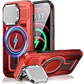 WASTROYAL Camera Stand Case for iPhone 12 Pro Max, [Compatible with MagSafe] [Lens Cover] 2024 Version Military Grade Protective Soft Case for iPhone 12 Pro Max 6.7 inch Men Women, Red