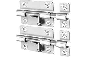 CRANACH Door Lock Latches Barrel Bolt, 2 Pack Thickened Heavy Duty Stainless Steel Slide Latch Lock, Brushed Finish Sliding Bolt Lock with 12 Screws Easy Install Security for Bedroom Bathroom Gate Indoor Use