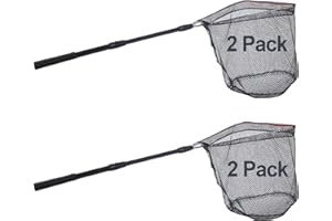 EVEME Fishing Landing Net with Telescoping Pole Handle for Salmon, Fly, Kayak, Catfish, Bass, Trout Fishing,Easy Catch & Release, Compact & Foldable for Easy Transportation & Storage