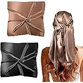 Tucnoeu 2 Pcs 35” Large Square Satin Head Scarf, Satin Square Head Scarf,Silk Like Head Scarves Silk Bandana,Fashion Hair Wrapping Scarves for Women