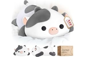 Mewaii Cute Cow Plush Pillow, Kawaii Plushies White Cow Stuffed Toys, Squishy Plushies, Cuddle Plush Pillow for Boys & Girls