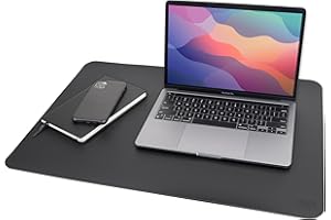 Vine Creations Leather Desk Mat 24" x 17", Desk Protector, PU Leather Desk Pad, Non Slip Small Desk Pad Mat, Desk Blotter, Desk Pads on Top of Desks, Home or Office Small Desk Mat (Black)