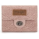 Montana West X Wrangler Small Wallet Minimalist Trifold Women's Wallets Card Cases Western Floral Money Organizers with Rfid Blocking Lining and Zipper Coin Pocket