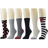 Cuddl Duds Women 6 Pair Pack Warm Cozy Fluffy Plush Home Comfortable Sleep Lounge Gift Assorted Pattern Crew Socks