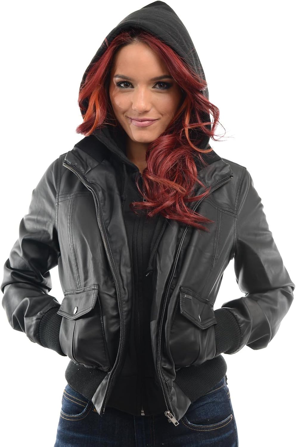 obey leather jacket with hoodie women's