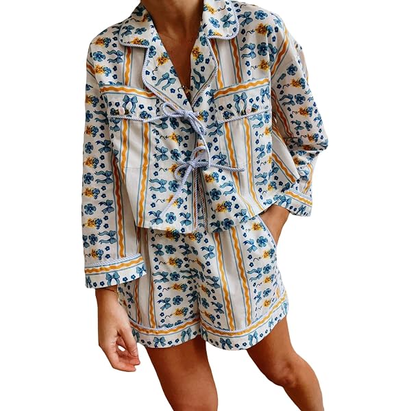 Women's Casual Plaid Pajama Set - Y2K Tie-Front Shirt & High-Waist Shorts - Lounge & Sleepwear 2-Piece Outfit - View #8