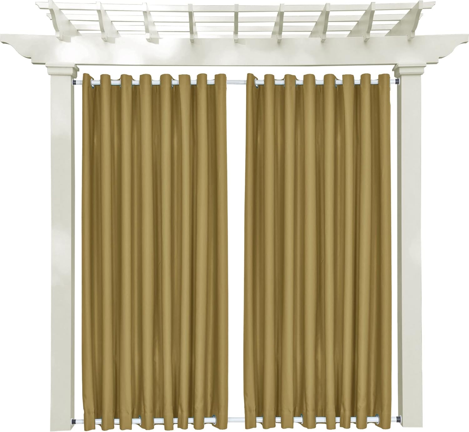 Outdoor Curtains - Macochico Extra Long Windproof Curtain Panels Outdoor Window Treatments Water Repellent Privacy Protection Heat Insulated for Patio Garden Gazebo Porch Cabana Wheat 84W x 108L (1 Panel)