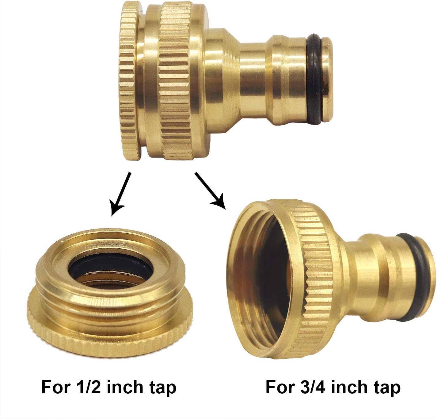 Hydrogarden Garden Hose Quick Connect,3/4 inch Brass Female Thread Tap Connector Male Quick Connector Adapter Hose Connectors Hose Fittings for Car Wash Guns Garden Irrigation Systems(1SET) - Image 3