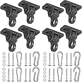 Heavy Duty Porch Swing Hangers Kit, with Screws Bolts for Wooden Sets Playground Porch Patio Yoga Seat Indoor Outdoor Hanging Snap Hooks (8 Pack Black)