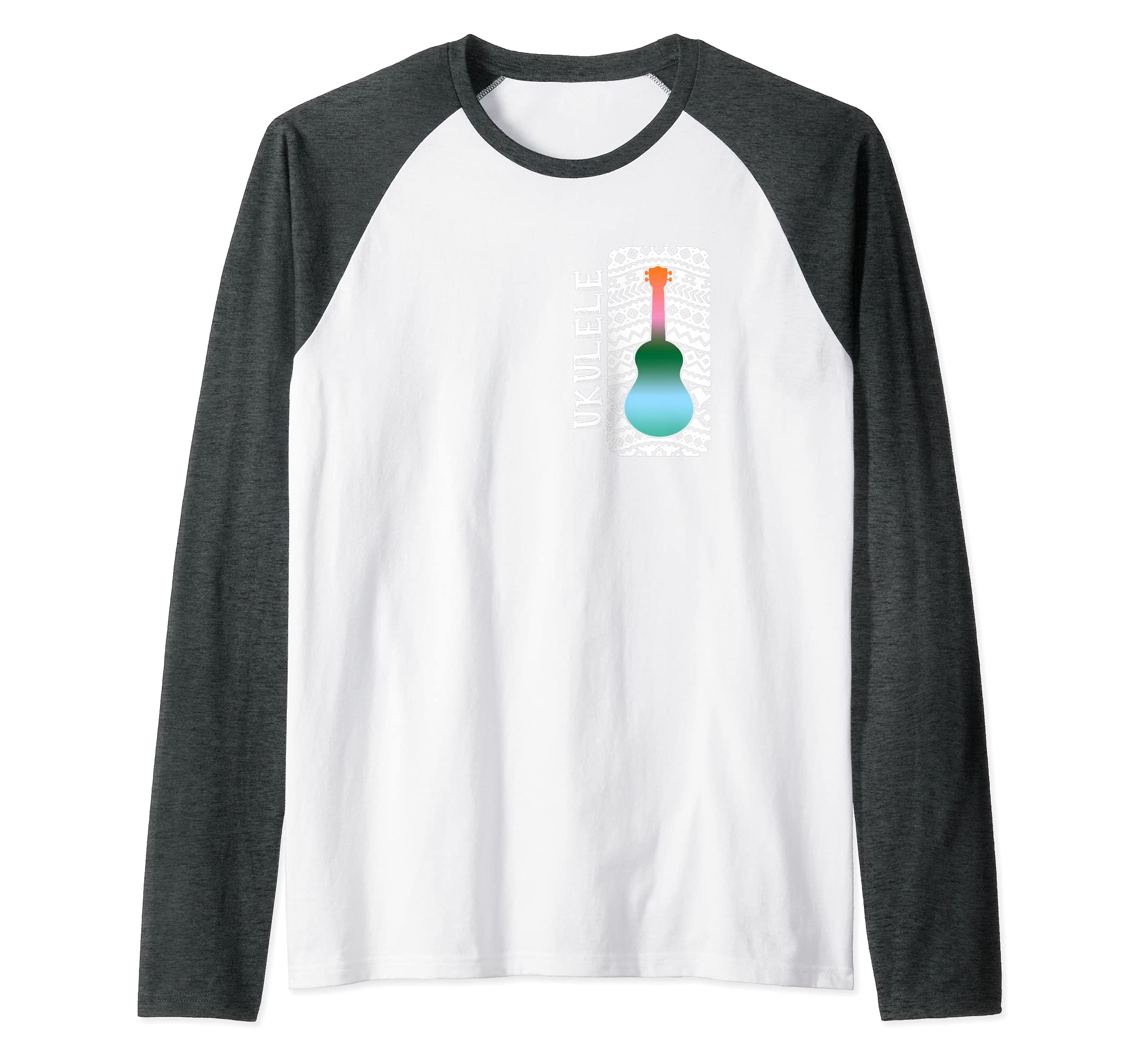 Ukulele Musician Hawaii Hawaiian Aloha Acoustic Uke Guitar Raglan Baseball Tee