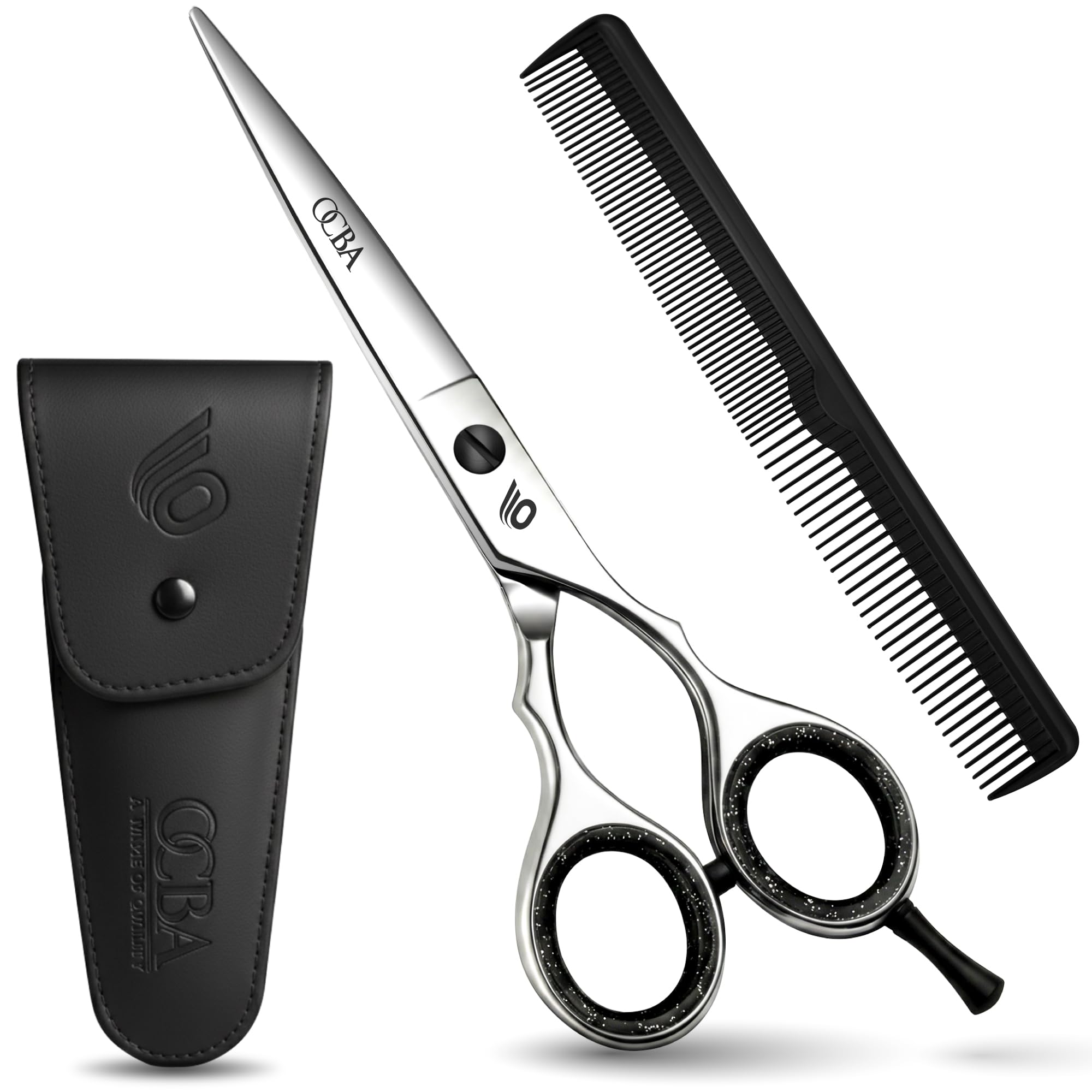 Foxian Hairdressing Professional Scissors for Barbers & Hairdressers 6" Stainless Steel Hair Cutting Scissors with Comb for Men & Women