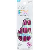 Kiss colorFX by Impress Press On Nails, Levels, 30 No Glue Peel and Stick Nails Kit with IMPROVED Adhesive, Pink Squoval Chrome Effect, Includes Prep Pad, Manicure Stick &amp; Mini File