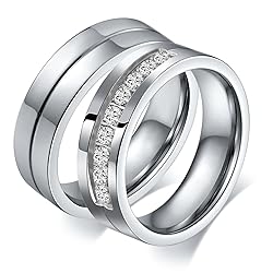 Aeici Stainless Steel Wedding Rings for Couple