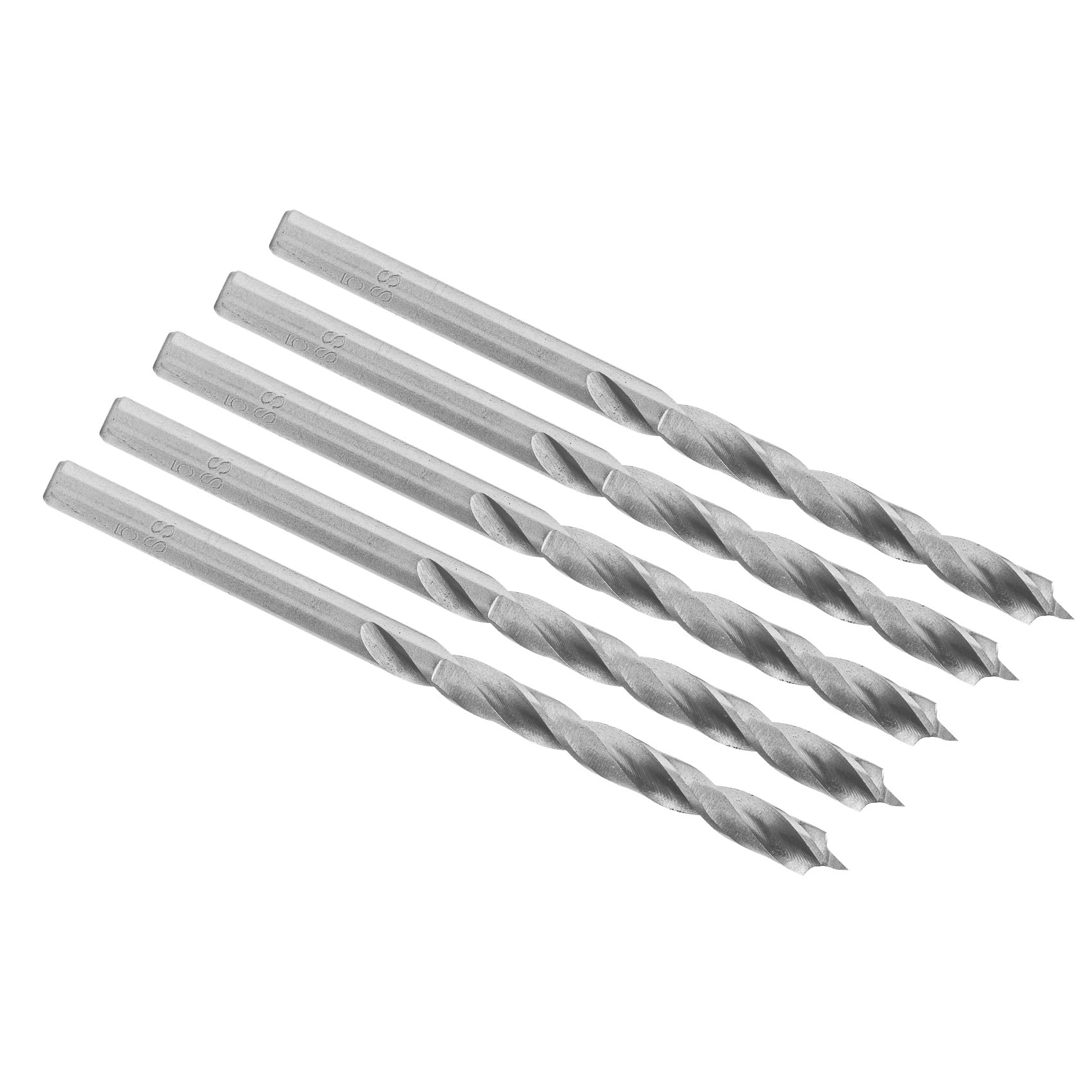 ENT 50050 HSS-G Premium Wood Drill in 5 pcs bundle with Ø 5 mm, Spiral Drill Working Lenght 48 mm and Total Length 85 mm with Centering Tip and Shoulder Cutter