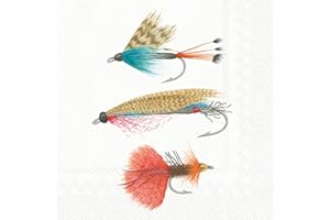 IHR 3-Ply Deluxe Paper Napkins, 20-Count Cocktail Beverage Size, Gone Fishing