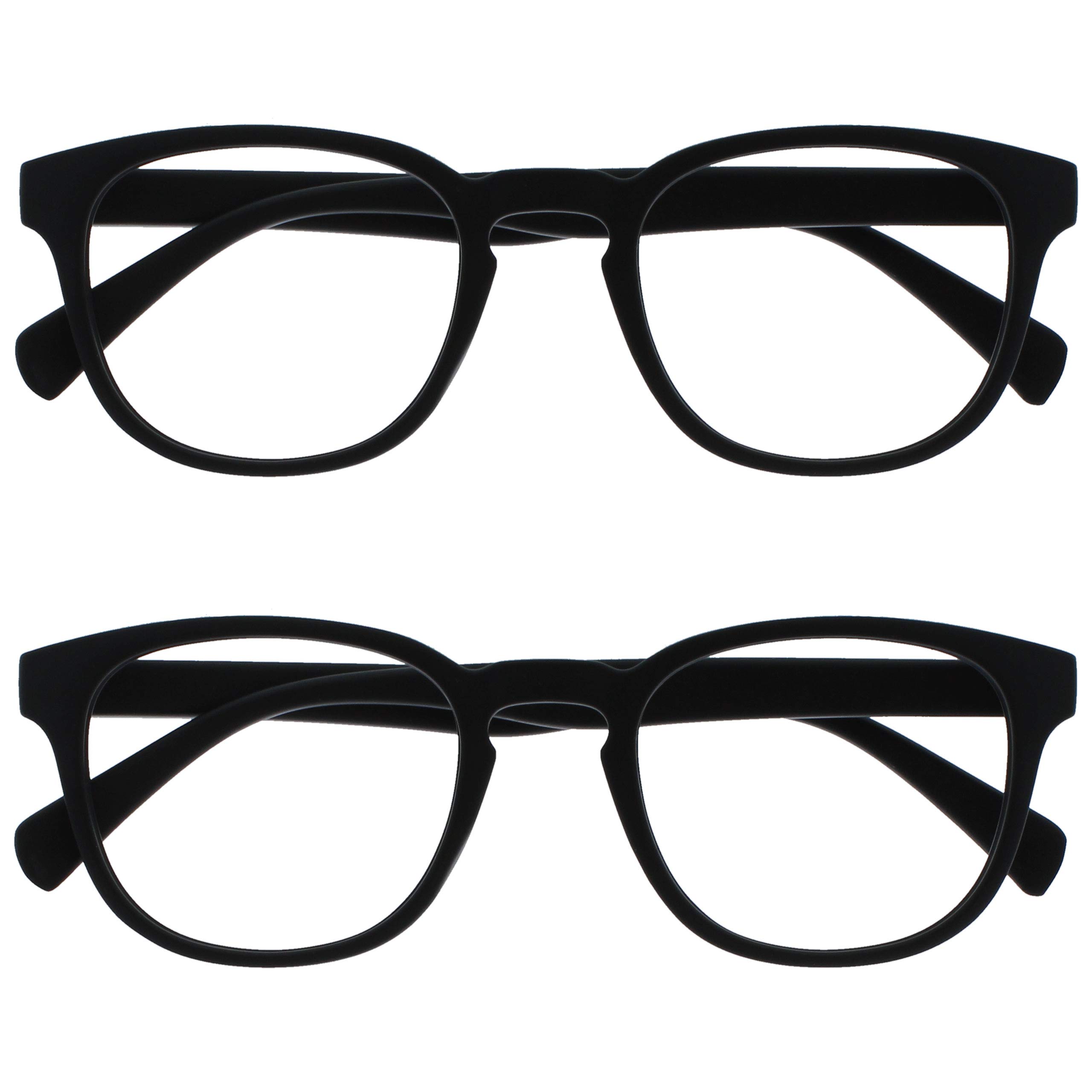 OPULIZE POP Reading Glasses for Women Men,Scratch Resistant Round Matt Frame with Spring Hinges, Black +1.00 (Pack of 2)