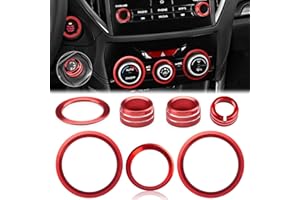 Auovo Radio Knob Cover for Subaru Crosstrek Accessories 2018-2023 / Impreza 2017-2023/ Forester 2019-2024 AC Knob Outer Ring Air Conditioner Knob Ring Volume Tune Knob Trim 7pcs (Red, A)