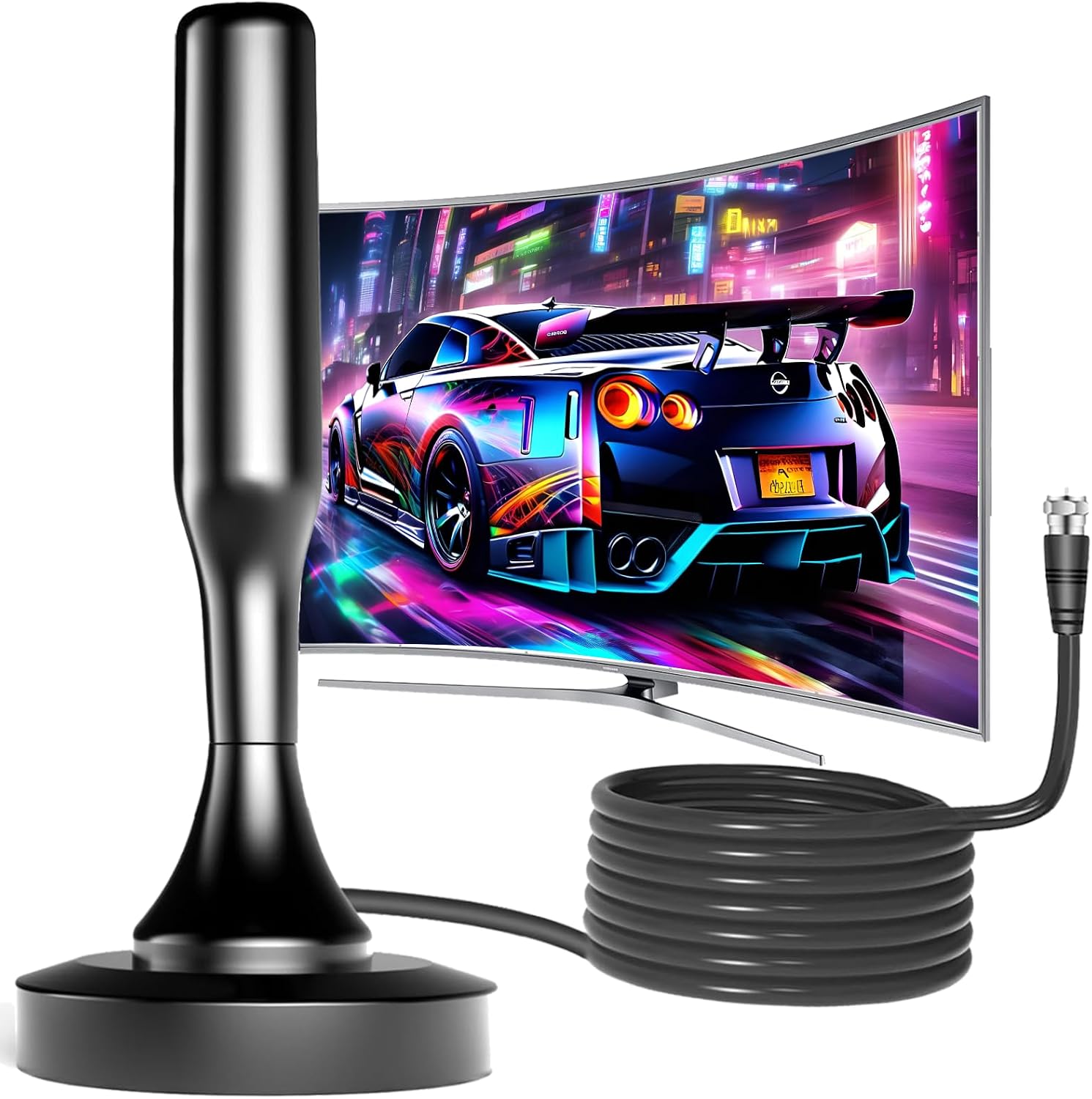 TV Antenna for Smart TV Indoor, TV Antenna for Local Channels,Digital Antenna for Smart tv Indoor,Easy Installation,Long Range HD TV Antenna,Support All TV-15 FT Coax HDTV Cable-Black