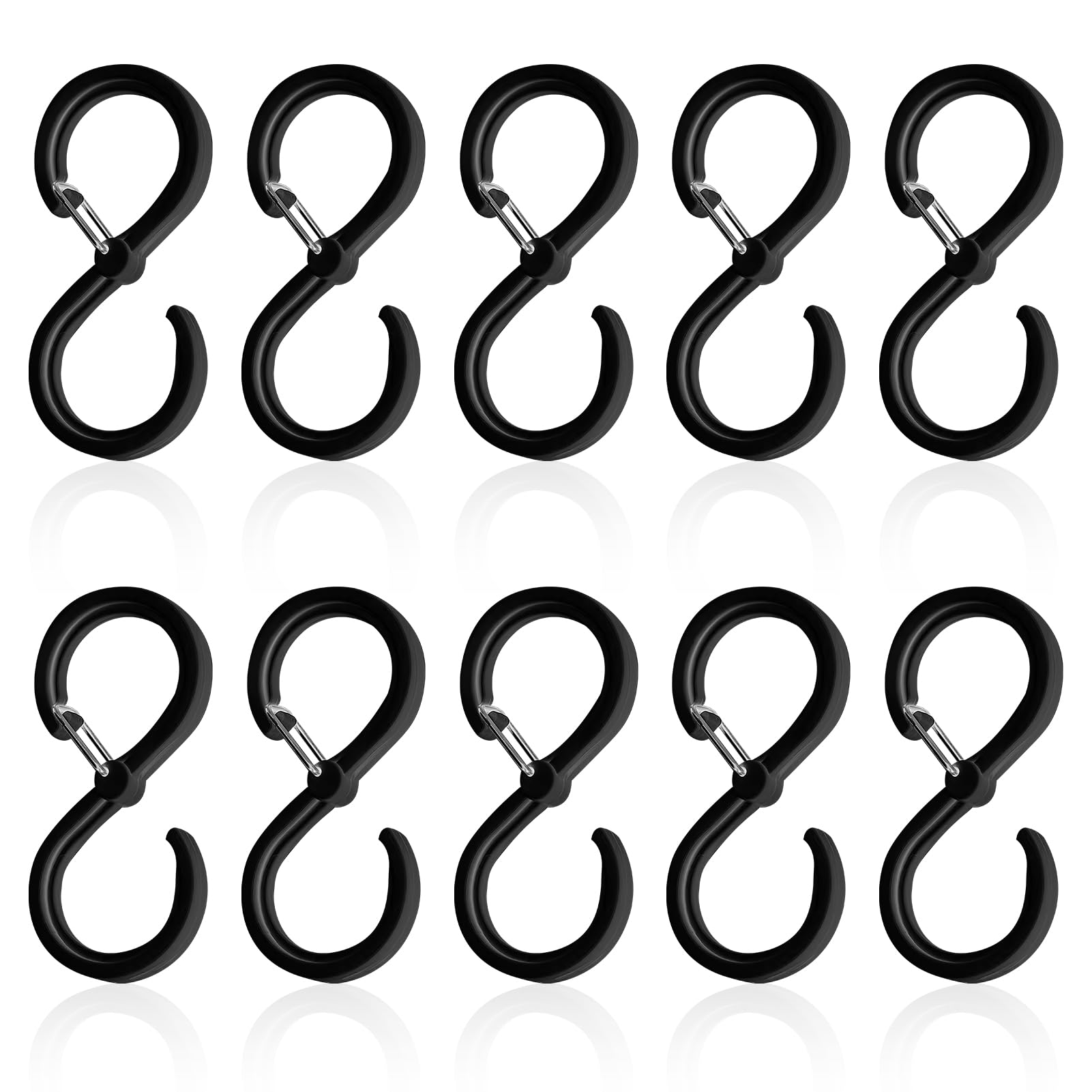 Sharelove 10pcs Large S Hooks for Hanging Heavy Duty, Window Light Hooks with Safety Buckle Pragmatic S Shaped Hanging Hook Suitable Diameter up to 3.2cm for Kitchen Bathroom Bedroom Utensils Clothes