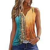 Tank Tops for Women Summer Tops Casual Button Down Shirts Loose Fit V Neck Sleeveless T Shirts