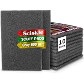 6" x 9" Gray Ultra-Fine Scuff Pads, 10 Pack &ndash; Non-Woven Hand Pads for Ultra-Fine Sanding, Cleaning, Scouring, Polishing Prep &amp; Surface Refinement on Auto Body &ndash; Reusable Aluminum Oxide Abrasive Pads