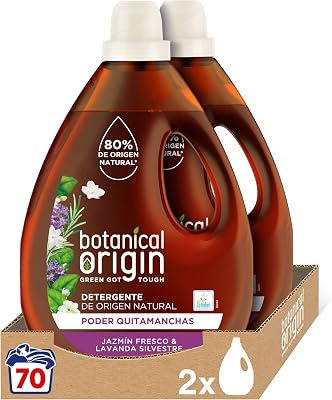 Detergente para lavadora ecológico apto para pieles sensibles, 70 lavados, Fragancia Jazmín Fresco y Lavanda Silvestre 2 unidades