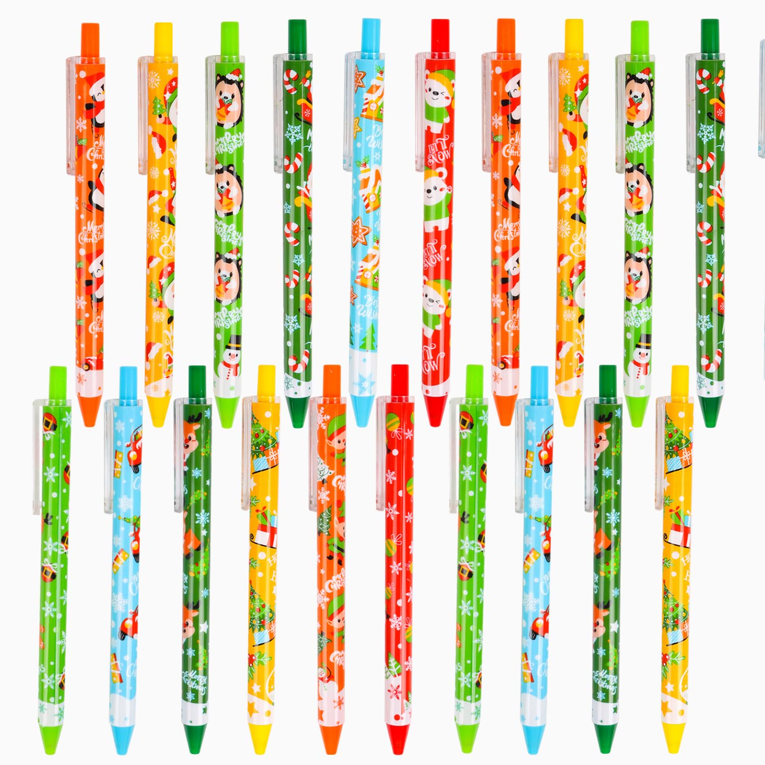 DERAYEE 36PCS Christmas Retractable Pen, Christmas Ballpoint Pens with Black Ink for Kids Adults Office Home School Supplies Xmas Gift Party Favors