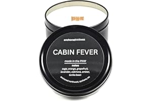 Anchored Northwest - Cabin Fever Travel Tin Candle, 6oz Black Metal Tin, American Cedar Wood Wick, Hand Poured, Essential Oil Blend 100% Soy Wax, 35+ Hour Burn