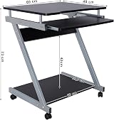 VASAGLE Computer Desk Z-Shaped with Keyboard Tray 60x48x73 cm Black LCD811B view 6