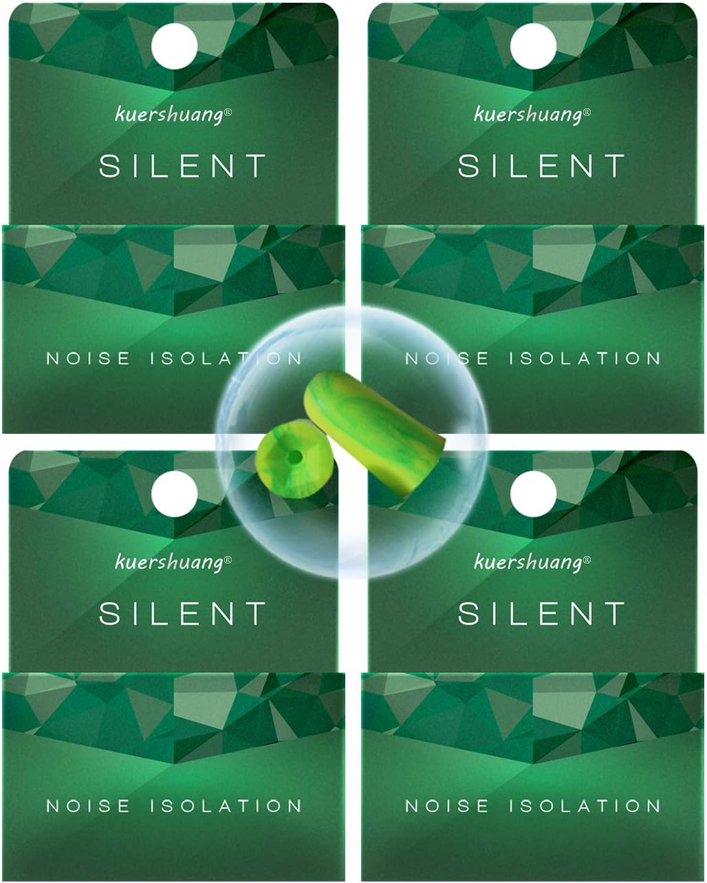 Kuershuang Ear Plugs 37dB SNR,Reusable and Soft Noise Canceling Earplugs for Sleep Noise Cancelling, Snoring, Flights, Shooting - 8 Pairs