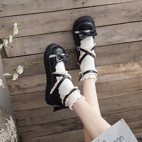 Zapatos planos con correas de encaje negros