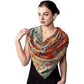 PoeticEHome Cashmere Scarf Wrap 36"x36" - Featherlight & Wrinkle-Free Artistic Square Shawl for Travel & Office, Gift Ready