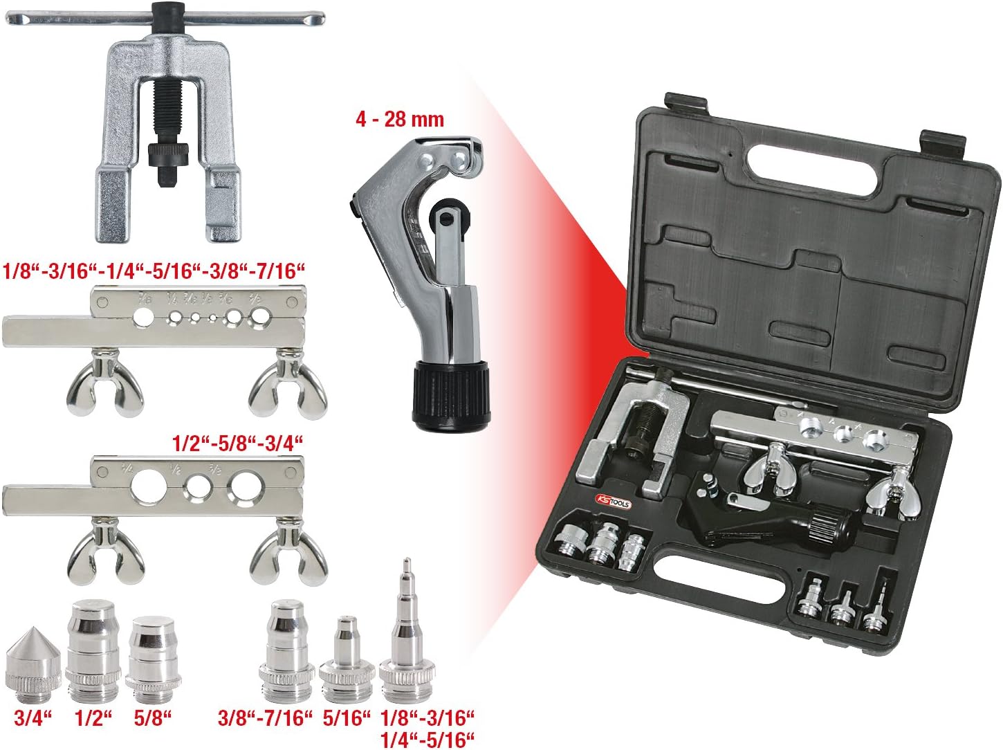 KS Tools Air Conditioning Pipe Flaring Kit (10 Pieces), Copper - Image 3
