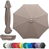Formosa Covers - 9ft Market Patio Umbrella Replacement Canopy - 8 Ribs Top Canvas - 300D UV Protective and Water Resistant Umbrella Fabric - Premium Quality Replacement Canopy Cover ONLY (Taupe)